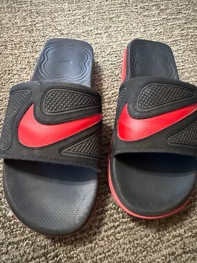 Nike Air Max Cirro Slides  Black Slides with Red Swoosh Accent